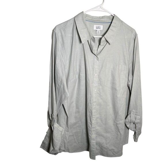 Croft & Barrow Tops - Croft & Barrow Button Up Women's 1X 3/4 Sleeve Collared Solid Preppy Top